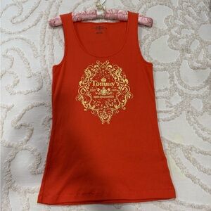 Vintage y2k Tommy Hilfiger Women's Red Tank Top with rhinestones